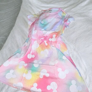 Girls Disney Mickey Mouse Pastel Dress L(10) Pink Multicolor